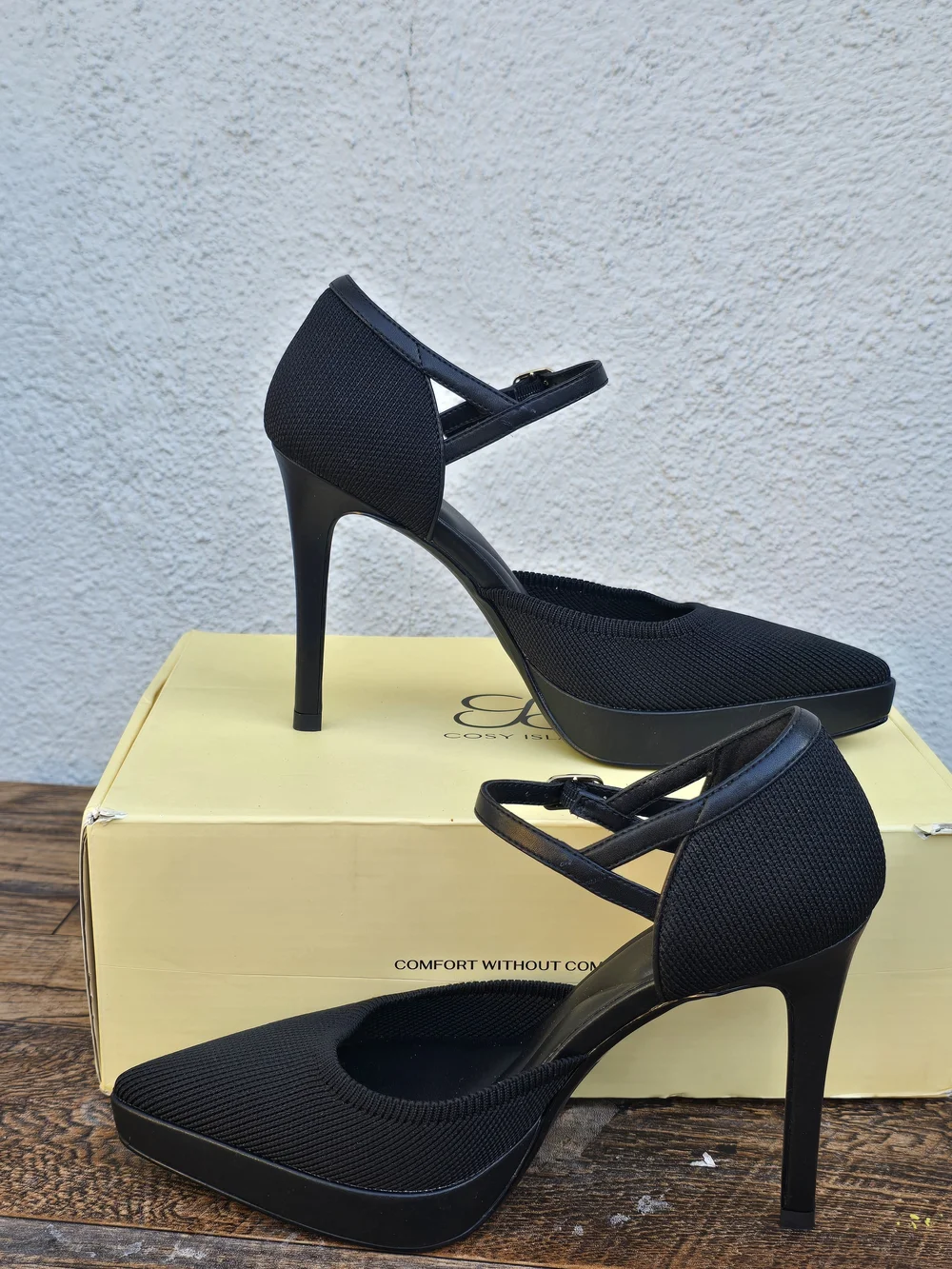Cosy Islsand Black Pointed Toe Mary Jane Stiletto Heels Size 5 - Picture 2 of 11
